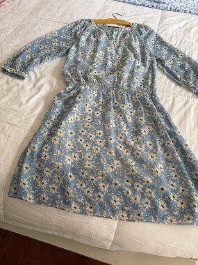 Ralph Lauren Light Blue Floral Long-Sleeve Dress